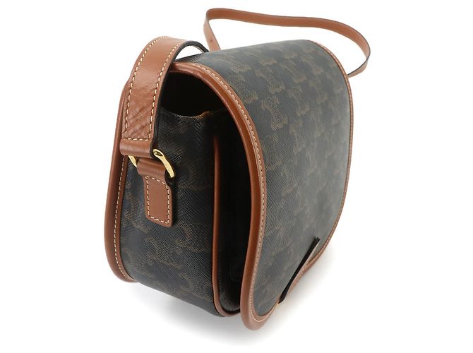 Céline Borsa a tracolla Celine Triomphe Medium Folco Marrone - vista 9