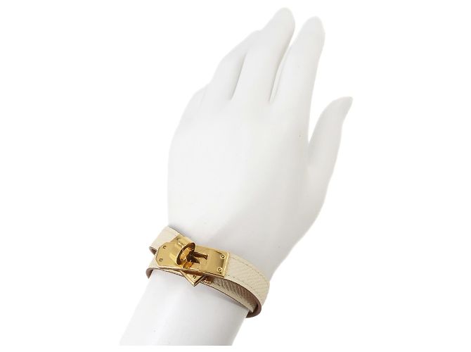 Hermès Bracciale Hermes Kelly Double Tour Bianco - vista 9