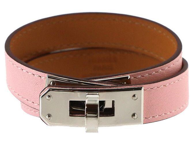Hermès Bracciale Hermes Kelly Double Tour Argento Rosa - vista 2