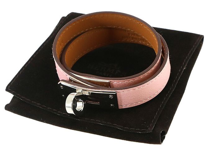 Hermès Bracciale Hermes Kelly Double Tour Argento Rosa - vista 3