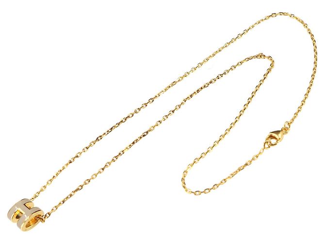 Hermès Collana Hermes Mini Pop H in Marron Glacé Gold Marrone Beige D'oro - vista 3
