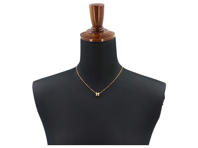 Hermès Collana Hermes Mini Pop H in Marron Glacé Gold Marrone Beige D'oro - vista 5