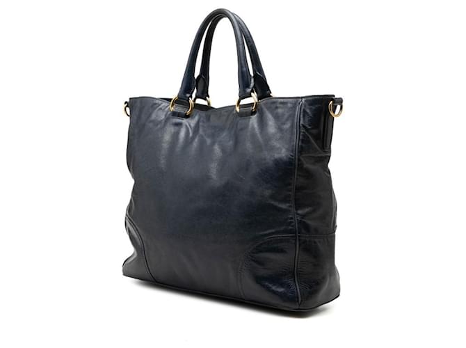 Borsa Prada Vitello Shine Blu navy - vista 2