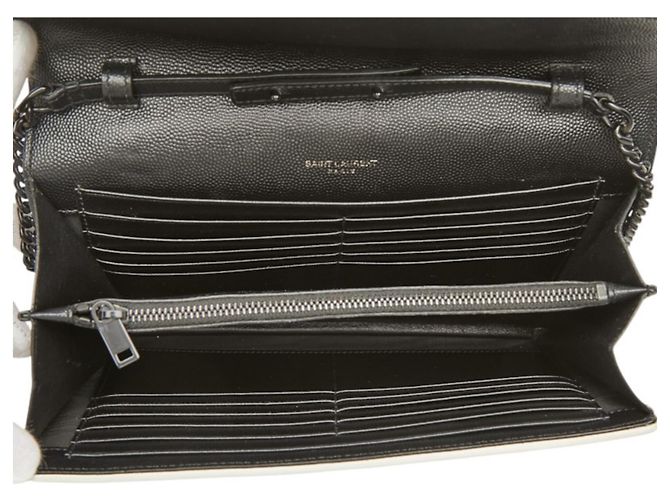 Borsa a tracolla con catena Saint Laurent Cassandra Envelope Nero Bianco - vista 10