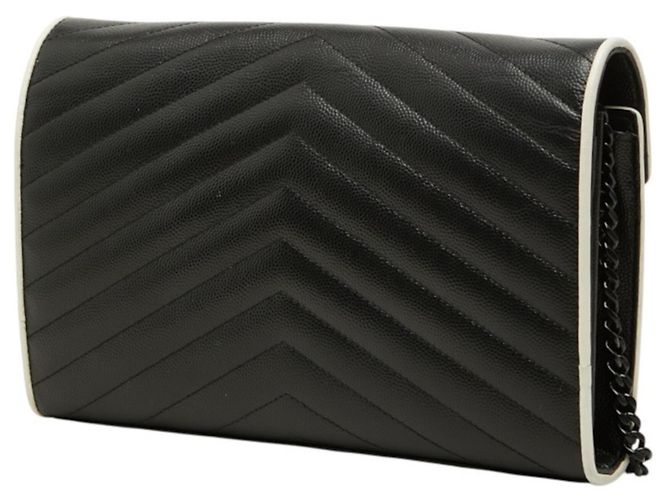 Borsa a tracolla con catena Saint Laurent Cassandra Envelope Nero Bianco - vista 2