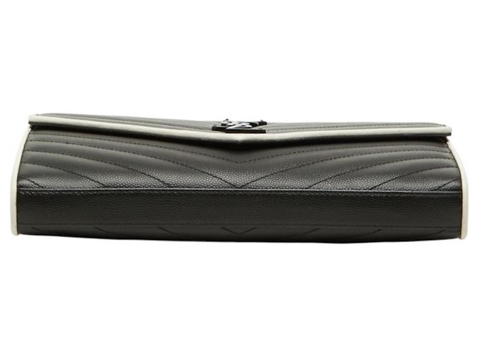 Borsa a tracolla con catena Saint Laurent Cassandra Envelope Nero Bianco - vista 3