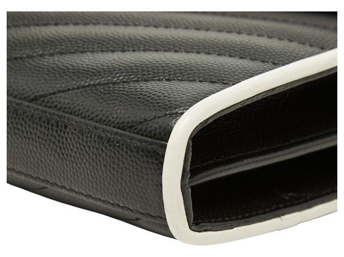 Borsa a tracolla con catena Saint Laurent Cassandra Envelope Nero Bianco - vista 4