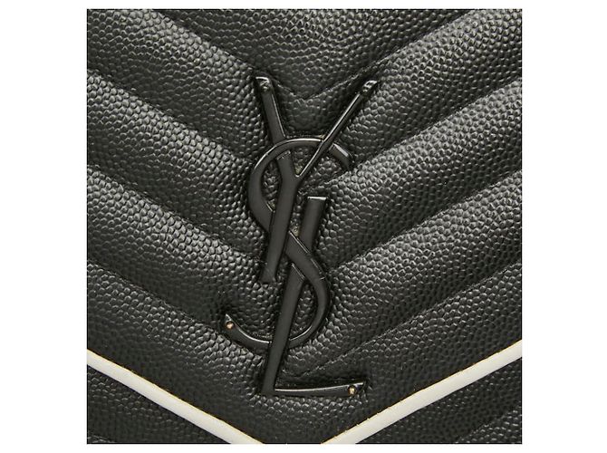 Borsa a tracolla con catena Saint Laurent Cassandra Envelope Nero Bianco - vista 7