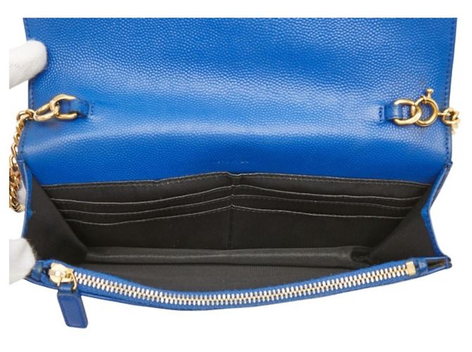 Bolso de hombro con cadena Saint Laurent Cassandra Envelope Azul - vista 10