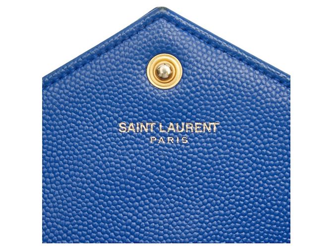 Bolso de hombro con cadena Saint Laurent Cassandra Envelope Azul - vista 12