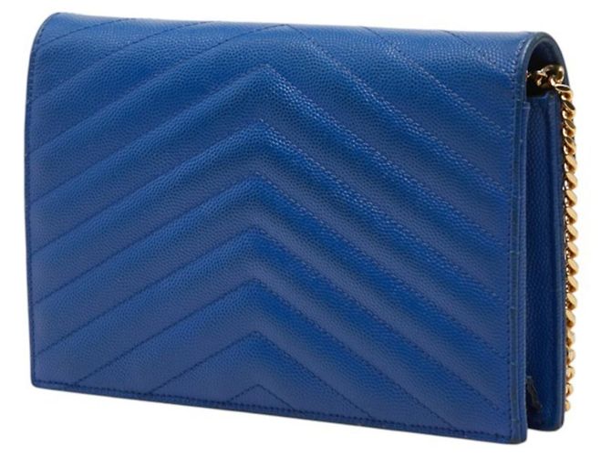 Bolso de hombro con cadena Saint Laurent Cassandra Envelope Azul - vista 2