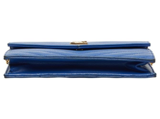Bolso de hombro con cadena Saint Laurent Cassandra Envelope Azul - vista 3
