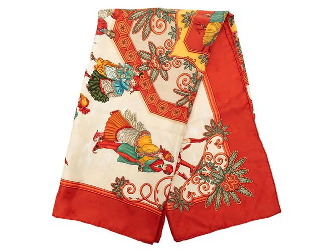 Hermès Foulard Hermes Carre 90 Winter Pleasures Rosso Multicolore - vista 8