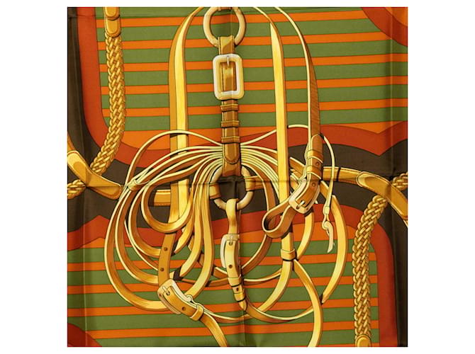Hermès Carré 90 Coaching Scarf Marrone Multicolore - vista 2
