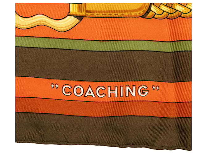 Hermès Carré 90 Coaching Scarf Marrone Multicolore - vista 4