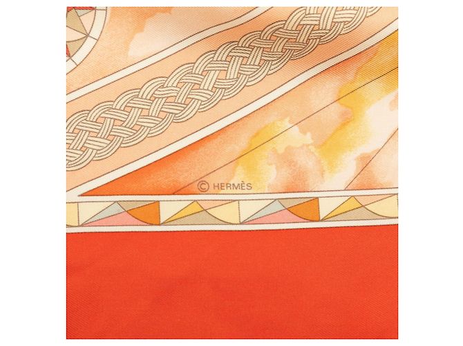 Hermès Foulard Hermes Carre 90 Magnificent Frigates Multicolore Arancione - vista 4
