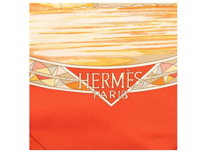 Hermès Foulard Hermes Carre 90 Magnificent Frigates Multicolore Arancione - vista 6
