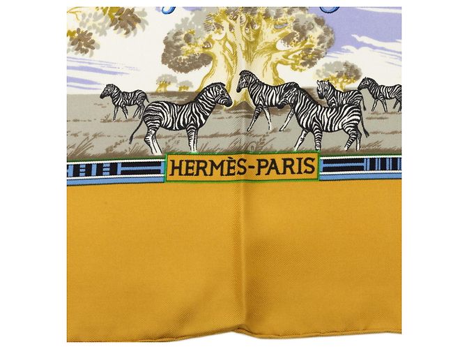 Hermès Hermes Carre 90 Tropic Seidentuch Mehrfarben Gelb - Ansicht 4