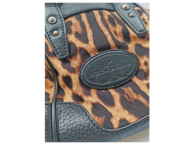 Borsa Dolce & Gabbana Leopardata in Pelle e Tessuto Nero Stampa leopardo - vista 3