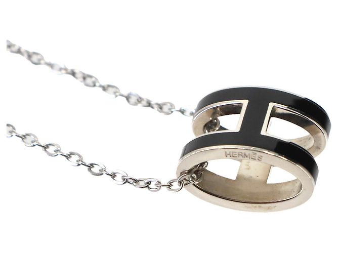 Hermès Collana Hermes Pop H in Nero e Argento - vista 4