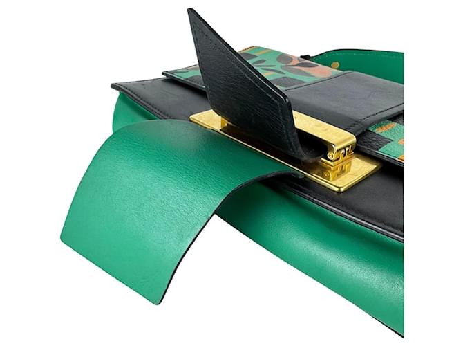 Borsa a tracolla Prada in pelle nera e verde Nero - vista 11