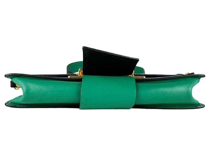 Borsa a tracolla Prada in pelle nera e verde Nero - vista 4