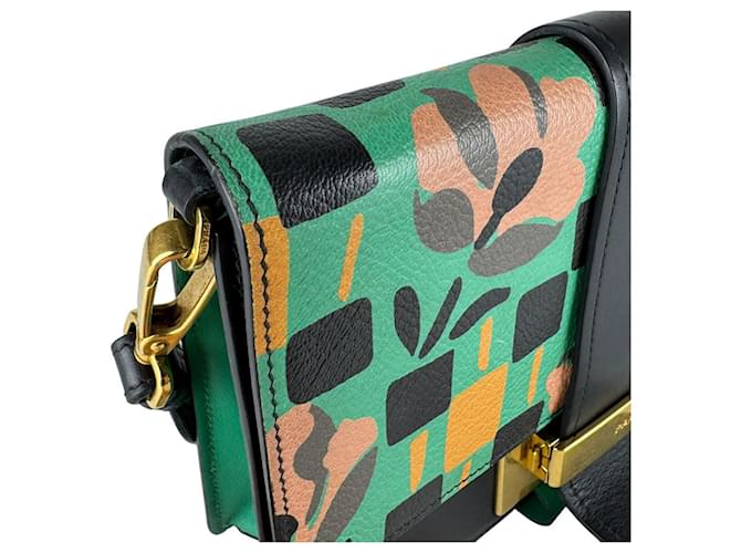 Borsa a tracolla Prada in pelle nera e verde Nero - vista 7