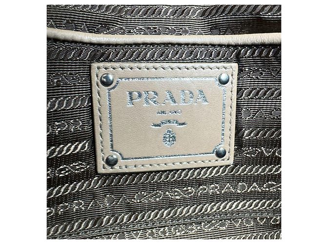 Borsa a mano Prada in pelle beige - vista 14