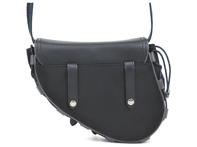 Borsa Saddle Christian Dior Nero Blu navy - vista 3