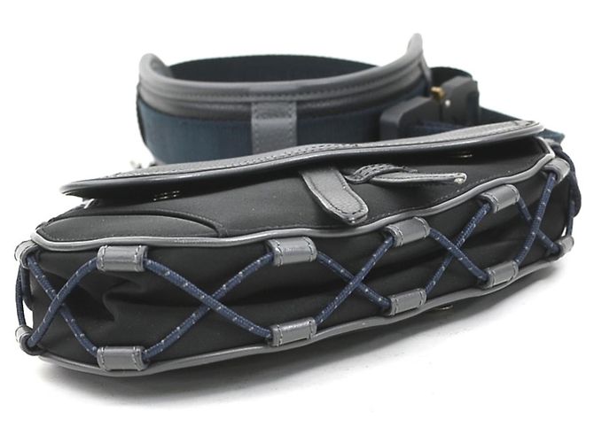 Borsa Saddle Christian Dior Nero Blu navy - vista 4
