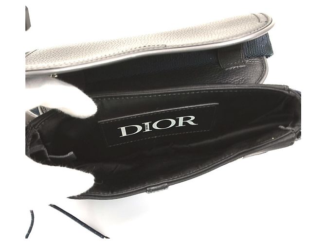 Borsa Saddle Christian Dior Nero Blu navy - vista 5