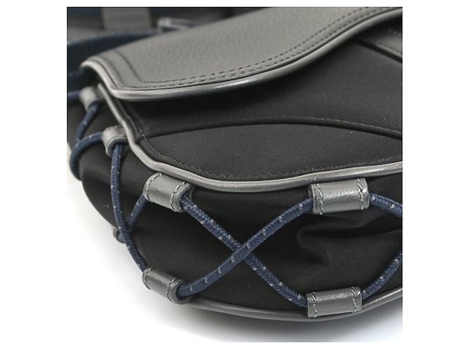 Borsa Saddle Christian Dior Nero Blu navy - vista 7