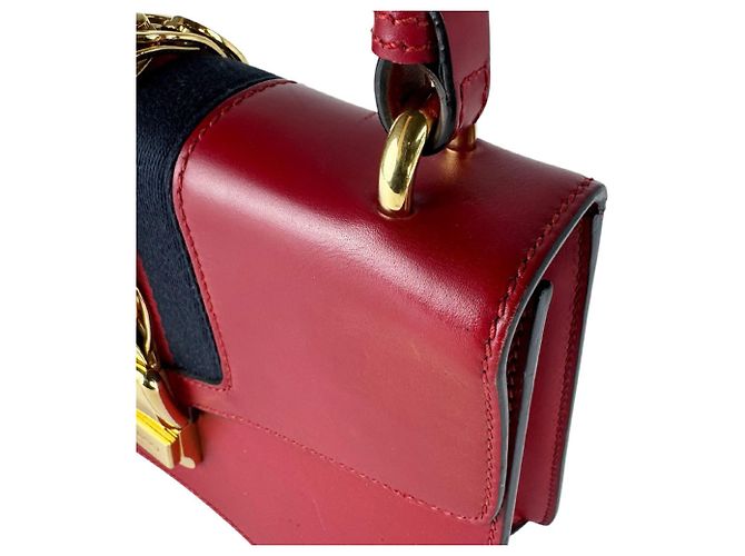 Borsa a tracolla in pelle Gucci Sylvie Rosso - vista 6
