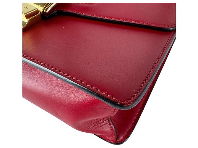 Borsa a tracolla in pelle Gucci Sylvie Rosso - vista 8
