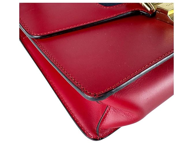 Borsa a tracolla in pelle Gucci Sylvie Rosso - vista 9