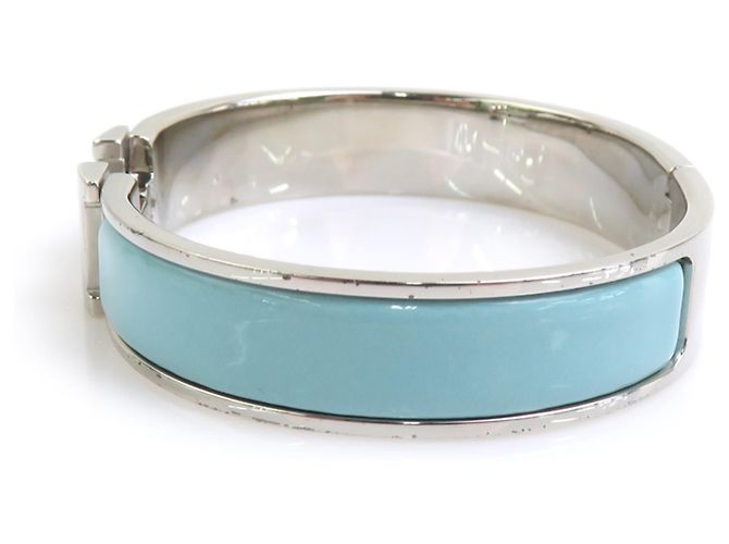 Bracciale rigido in smalto azzurro e argento Hermès Blu chiaro - vista 2