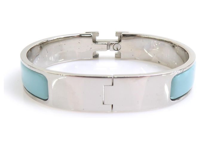 Bracciale rigido in smalto azzurro e argento Hermès Blu chiaro - vista 3