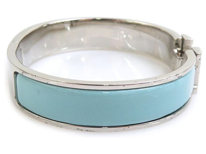 Bracciale rigido in smalto azzurro e argento Hermès Blu chiaro - vista 4