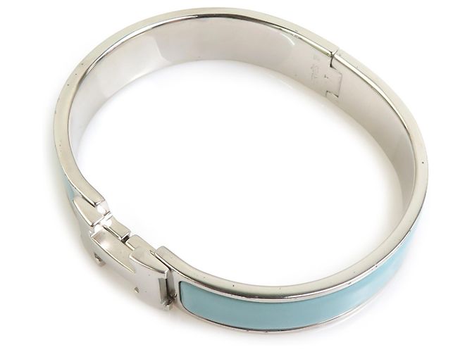 Bracciale rigido in smalto azzurro e argento Hermès Blu chiaro - vista 5