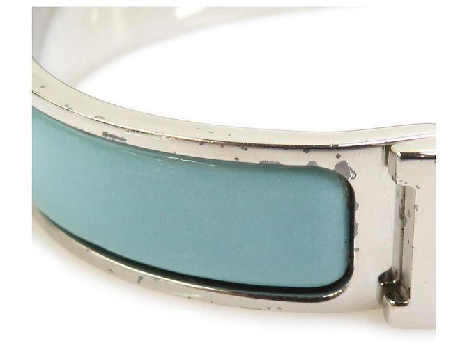 Bracciale rigido in smalto azzurro e argento Hermès Blu chiaro - vista 6
