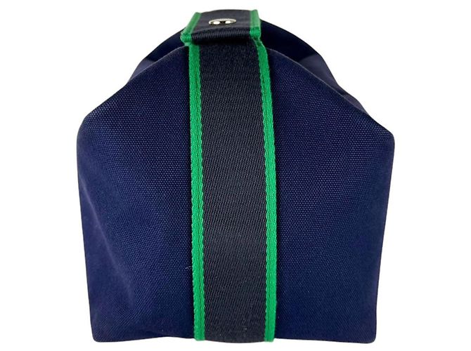 Hermès Borsa Hermes Bride à Black GM Canvas Blu Verde - vista 2