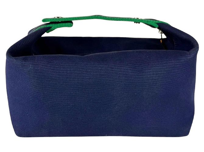 Hermès Borsa Hermes Bride à Black GM Canvas Blu Verde - vista 3