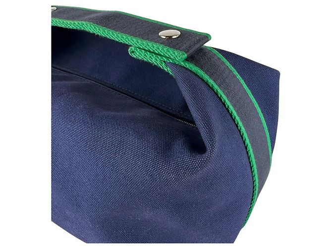 Hermès Borsa Hermes Bride à Black GM Canvas Blu Verde - vista 6