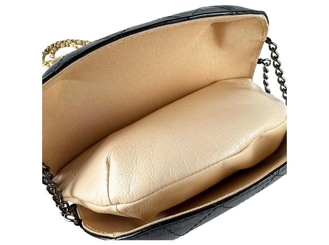 Borsa a tracolla Chanel in beige e nero - vista 11