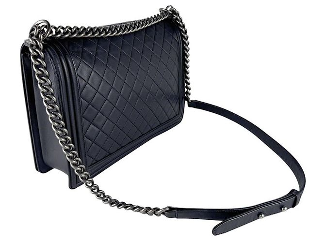 Borsa a tracolla Chanel Boy Large in pelle di agnello Nero - vista 10