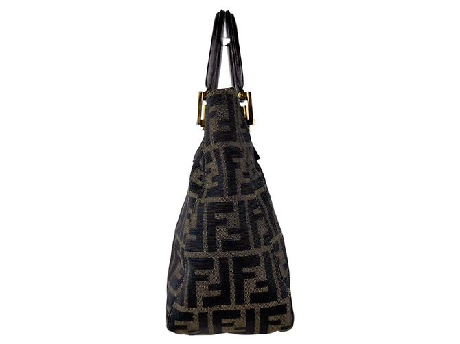 Borsa Fendi Zucca Marrone in Pelle e Nylon - vista 2