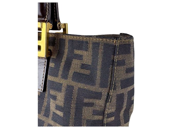 Borsa Fendi Zucca Marrone in Pelle e Nylon - vista 5