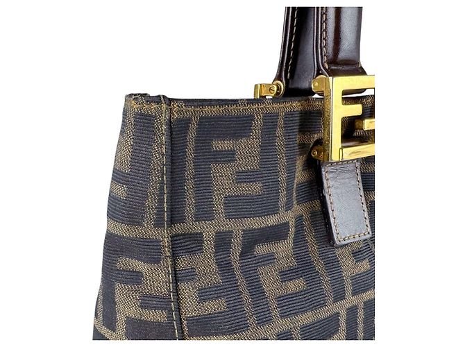 Borsa Fendi Zucca Marrone in Pelle e Nylon - vista 6