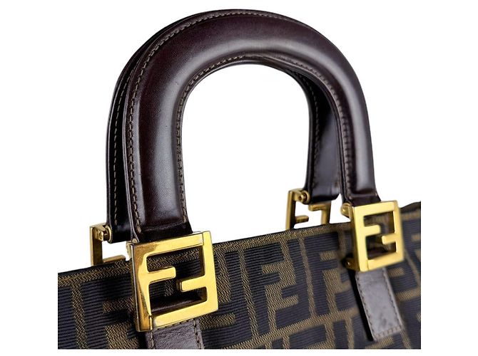 Borsa Fendi Zucca Marrone in Pelle e Nylon - vista 9