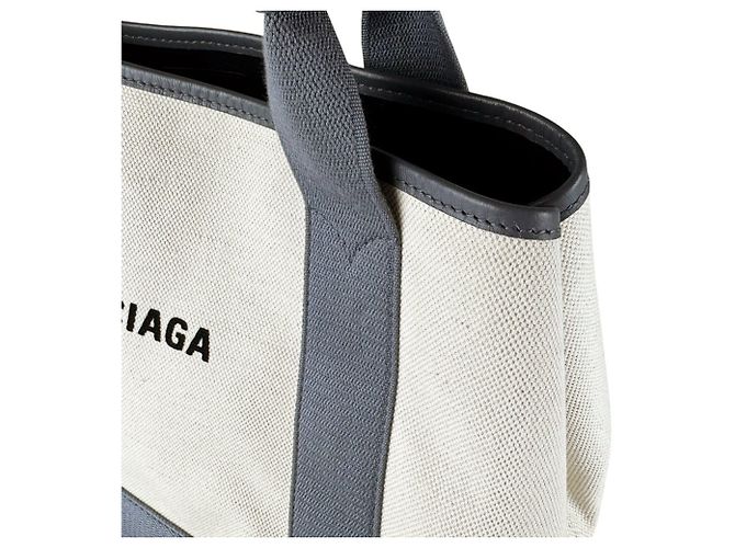 Borsa Balenciaga Cabas S Navy Marrone Crudo - vista 6